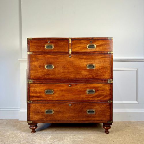 19th C Mahogany Campaign Chest