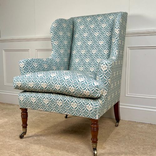 HOWARD SONS WALNUT WING CHAIR - ADDITIONAL PHOTO 5