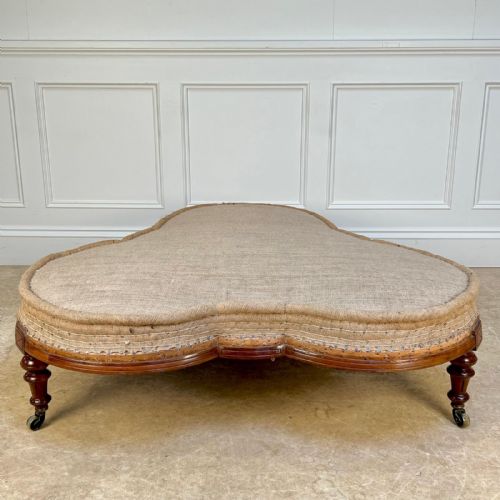 19th C Walnut Cloverleaf Ottoman Stool