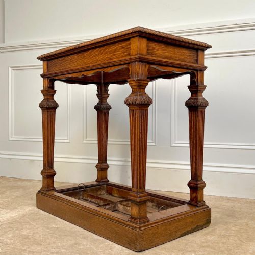 19TH C COUNTRY HOUSE OAK UMBRELLA STAND - ADDITIONAL PHOTO 1