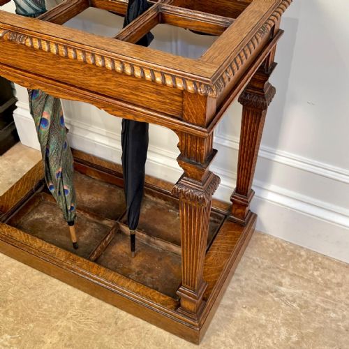 19TH C COUNTRY HOUSE OAK UMBRELLA STAND - ADDITIONAL PHOTO 2