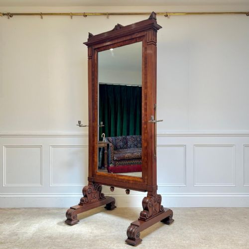 Early 19th C Country House Cheval Dressing Mirror