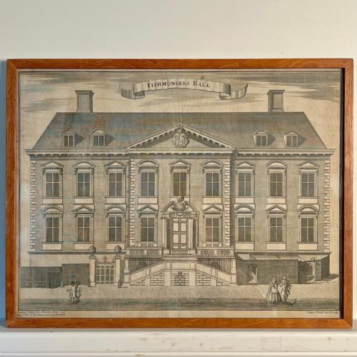18th C Engraving of Fishmongers Hall, London