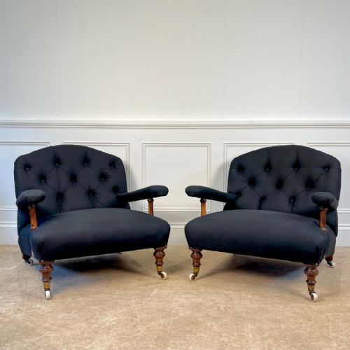 A Pair of 19th C Holland & Sons Open Armchairs