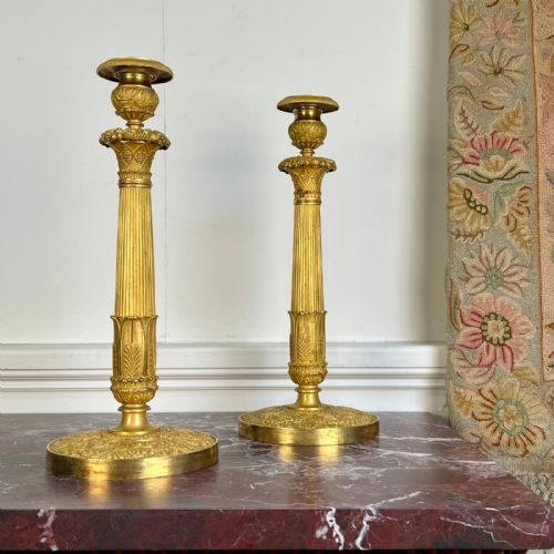 STRIKING PAIR OF 19TH C ORMOLU CANDLESTICKS - ADDITIONAL PHOTO 5