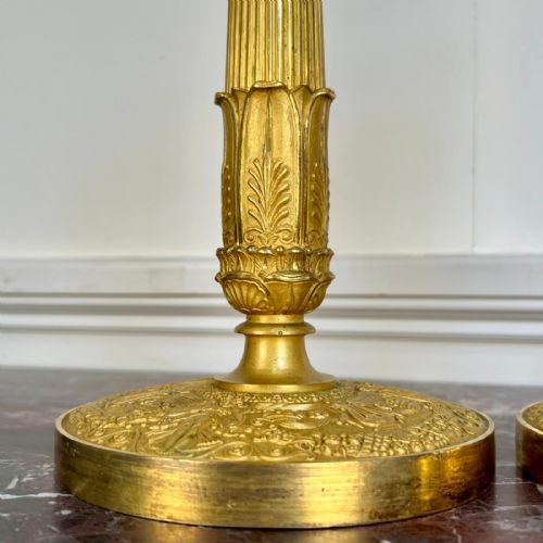 STRIKING PAIR OF 19TH C ORMOLU CANDLESTICKS - ADDITIONAL PHOTO 6