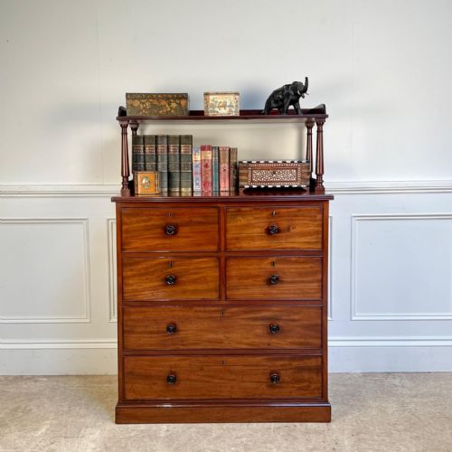 19TH C MAHOGANY CHEST OF DRAWERS WITH OPEN SHELVED TOP - ADDITIONAL PHOTO 1