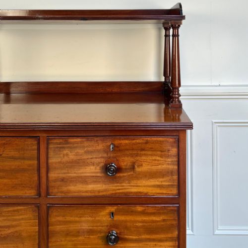 19TH C MAHOGANY CHEST OF DRAWERS WITH OPEN SHELVED TOP - ADDITIONAL PHOTO 2
