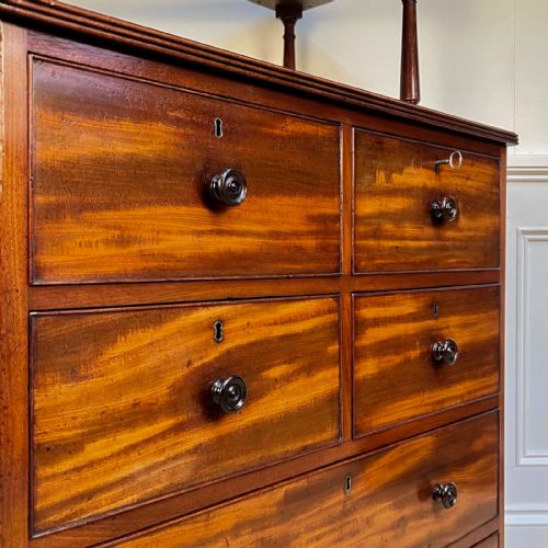 19TH C MAHOGANY CHEST OF DRAWERS WITH OPEN SHELVED TOP - ADDITIONAL PHOTO 3