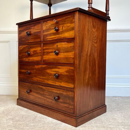 19TH C MAHOGANY CHEST OF DRAWERS WITH OPEN SHELVED TOP - ADDITIONAL PHOTO 5
