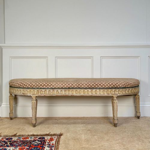 Early 19th C Demilune Window Seat in Original Paint
