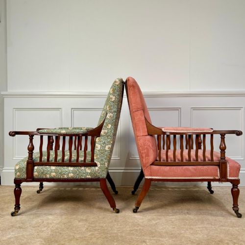 BEAUTIFUL PAIR SAVILLE ARMCHAIRS BY GILLOWS - ADDITIONAL PHOTO 1
