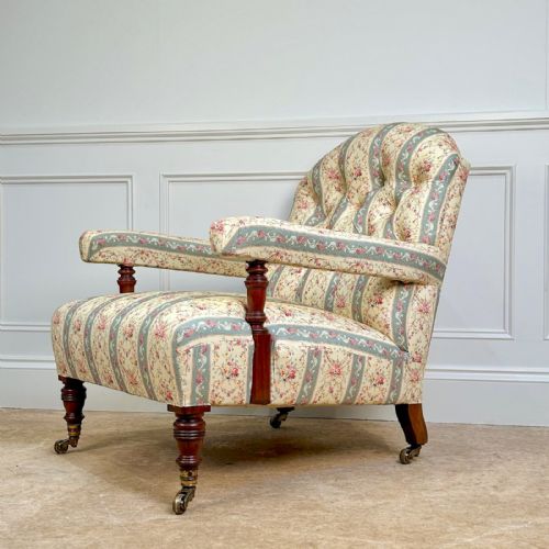 HOWARD SONS WALNUT OPEN ARMCHAIR - ADDITIONAL PHOTO 1