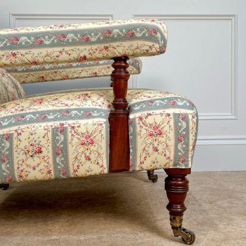 HOWARD SONS WALNUT OPEN ARMCHAIR - ADDITIONAL PHOTO 5