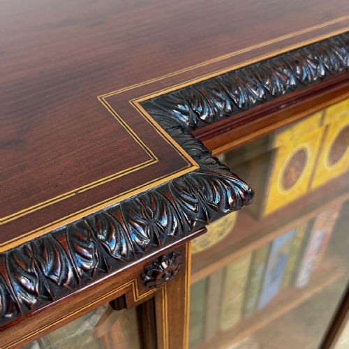 19TH C MAHOGANY DWARF GLAZED BOOKCASE - ADDITIONAL PHOTO 5