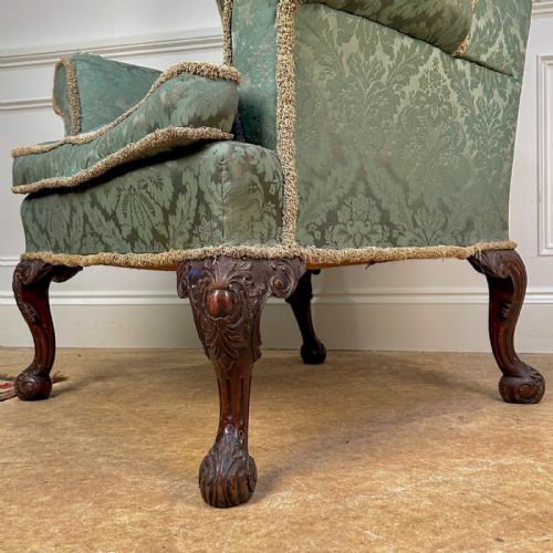 19TH C GEORGE II STYLE MAHOGANY WING CHAIR - ADDITIONAL PHOTO 3