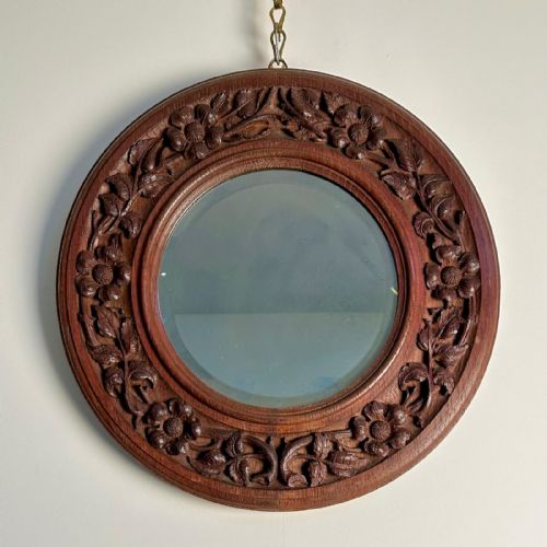 ARTS CRAFT OAK CIRCULAR MIRROR ARTHUR W SIMPSON