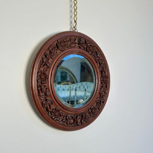 ARTS CRAFT OAK CIRCULAR MIRROR ARTHUR W SIMPSON - ADDITIONAL PHOTO 1