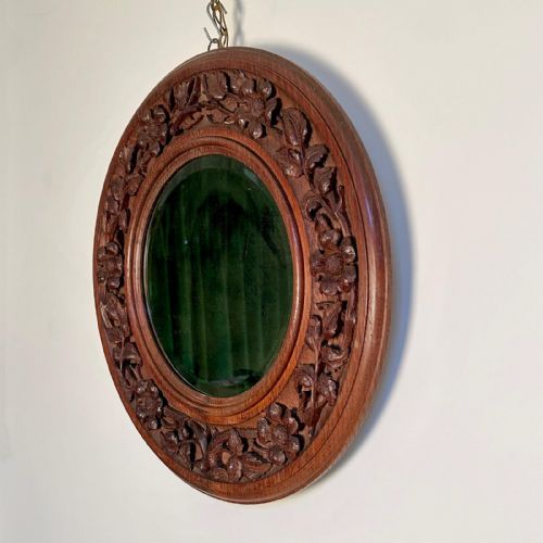 ARTS CRAFT OAK CIRCULAR MIRROR ARTHUR W SIMPSON - ADDITIONAL PHOTO 2