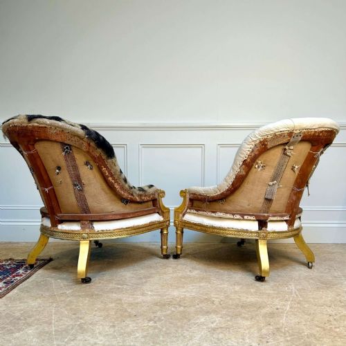FINE PAIR OF HOLLAND SONS GILDED ARMCHAIRS - ADDITIONAL PHOTO 1