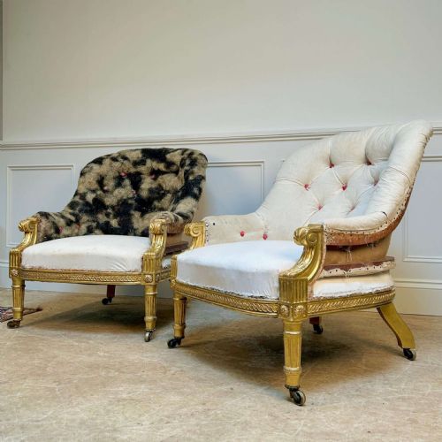 FINE PAIR OF HOLLAND SONS GILDED ARMCHAIRS - ADDITIONAL PHOTO 3