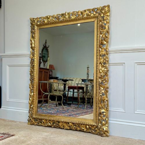 LARGE 19TH C GILTWOOD FLORENTINE MIRROR