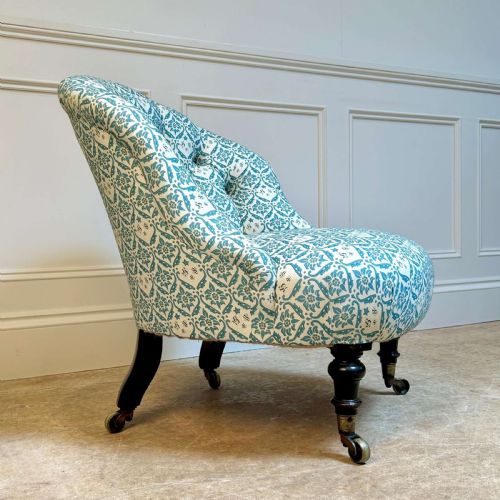 19TH C HOWARD SONS SLIPPER CHAIR - ADDITIONAL PHOTO 3