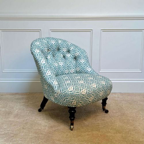 19TH C HOWARD SONS SLIPPER CHAIR - ADDITIONAL PHOTO 4
