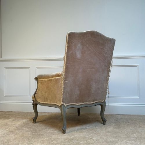 LATE 19TH C FRENCH PAINTED BERGRE ARMCHAIR - ADDITIONAL PHOTO 1