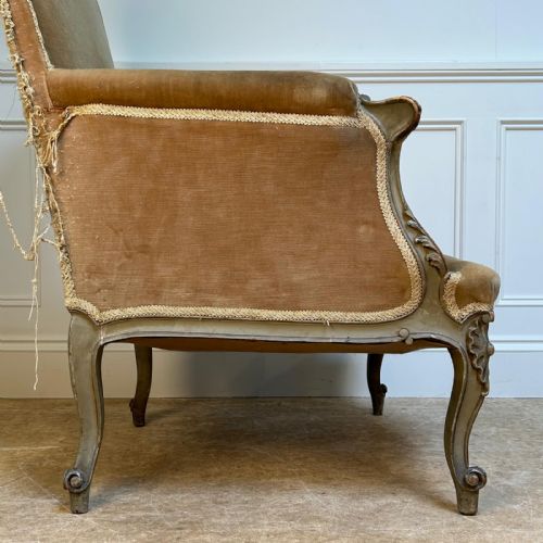 LATE 19TH C FRENCH PAINTED BERGRE ARMCHAIR - ADDITIONAL PHOTO 2