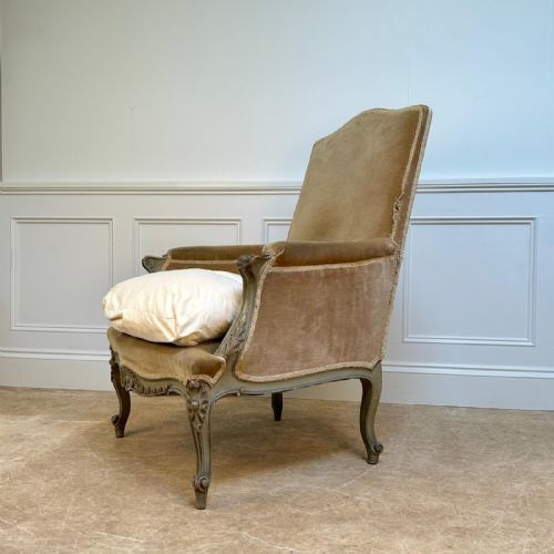 LATE 19TH C FRENCH PAINTED BERGRE ARMCHAIR - ADDITIONAL PHOTO 5