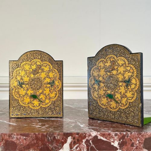 A PAIR OF KASHMIRI BOOKENDS GANEMEDE
