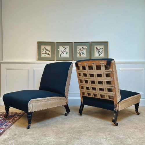 A Pair of Oversized 19th C Country House Slipper Chairs