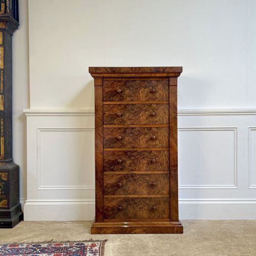 19th C Gillows Burr Walnut Wellington Chest