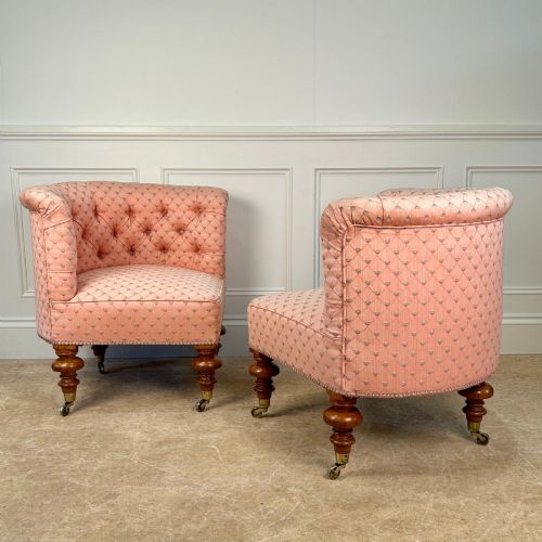 Small Pair of 19th C Upholstered Oak Corner Chairs