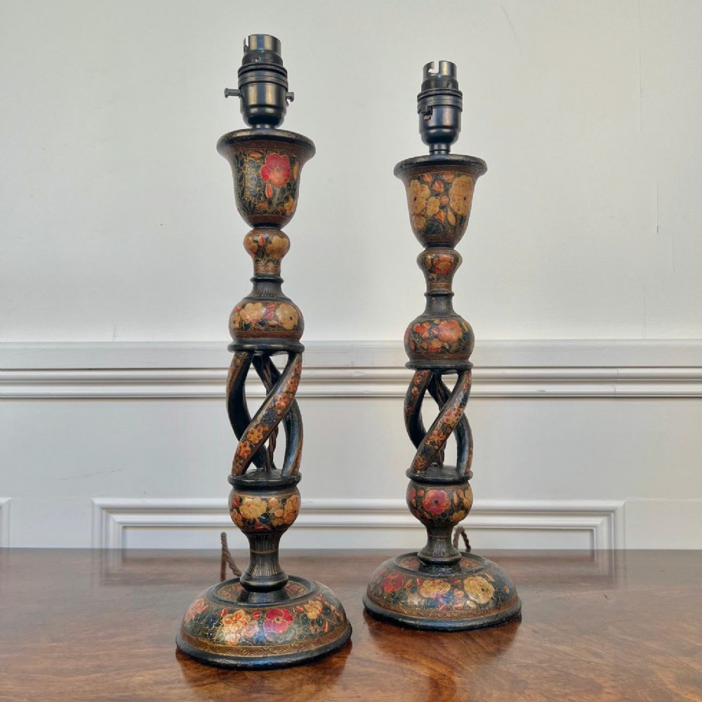 Pair 19th C Kashmiri Lamps