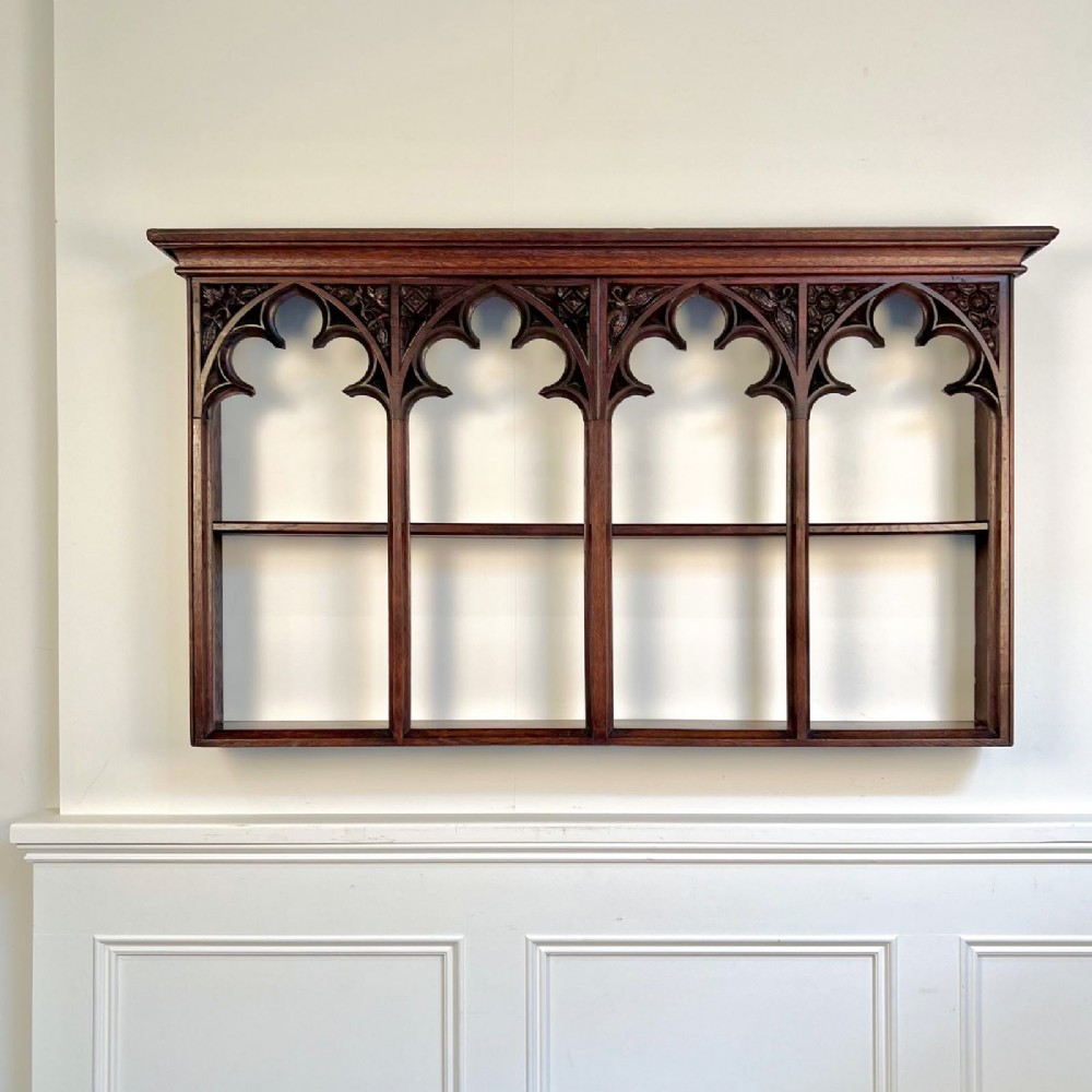 Superb Oak Gothic Wall Shelf