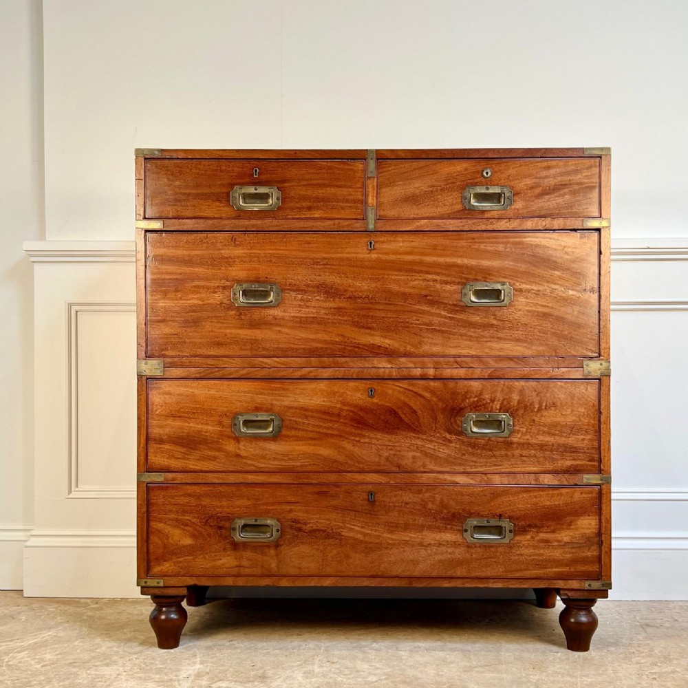 19th C Mahogany Campaign Military Chest