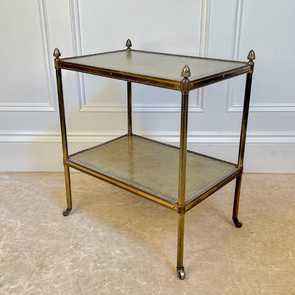 1930's Brass and Leather Etagere