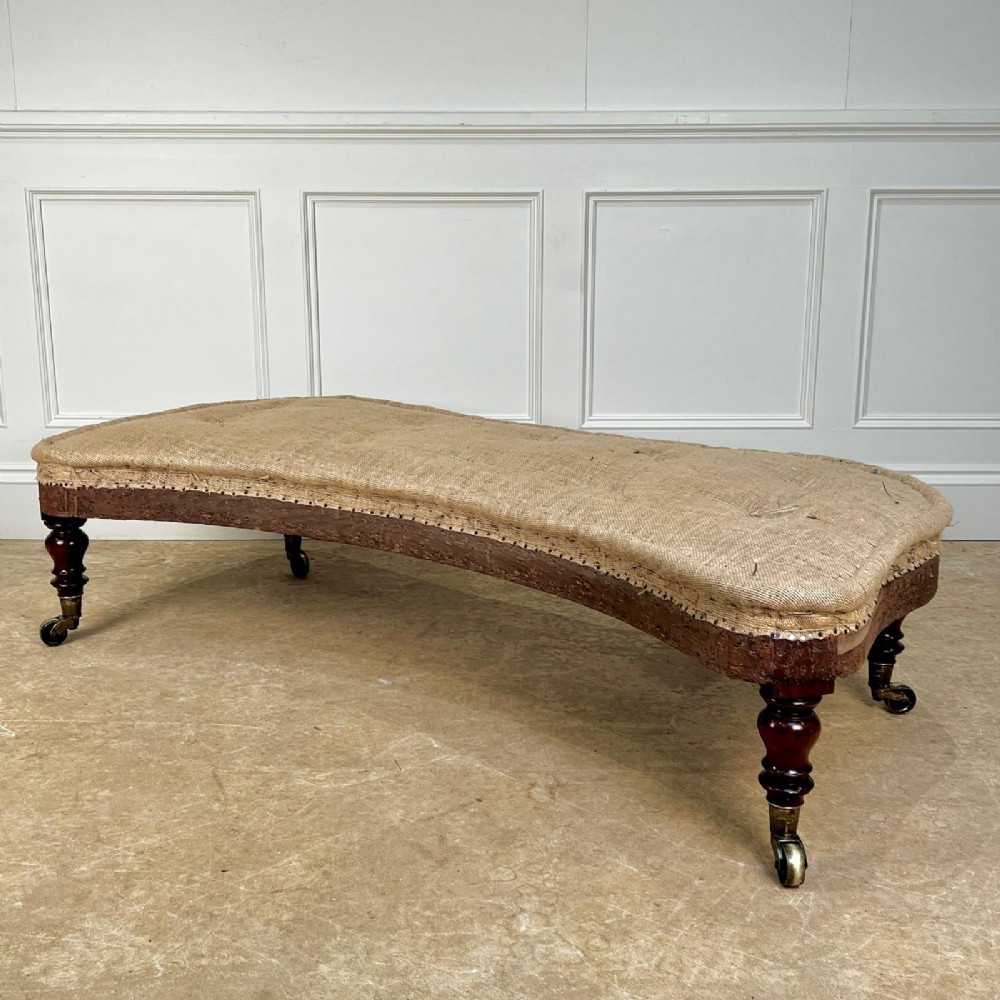19th C Goncalo Alves Kidney Shape Ottoman