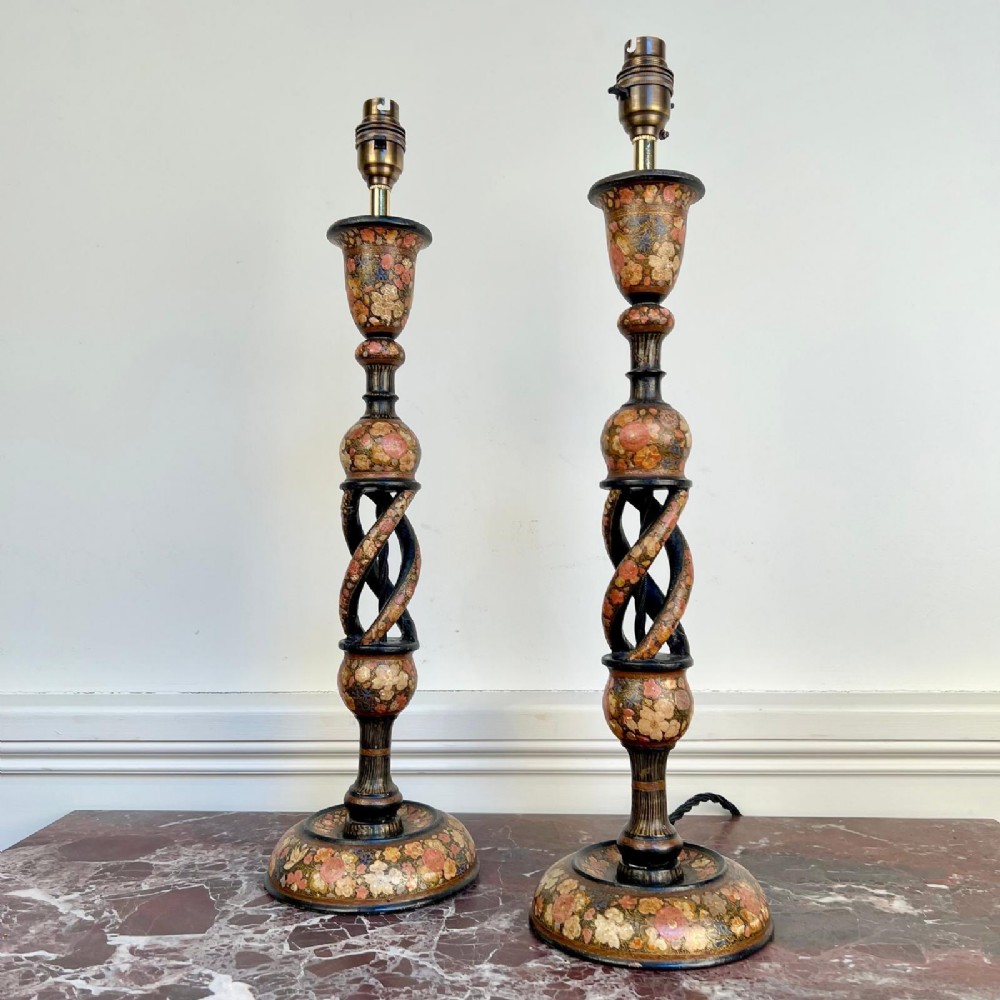 Superb Pair of 19th C Kashmiri Table Lamps