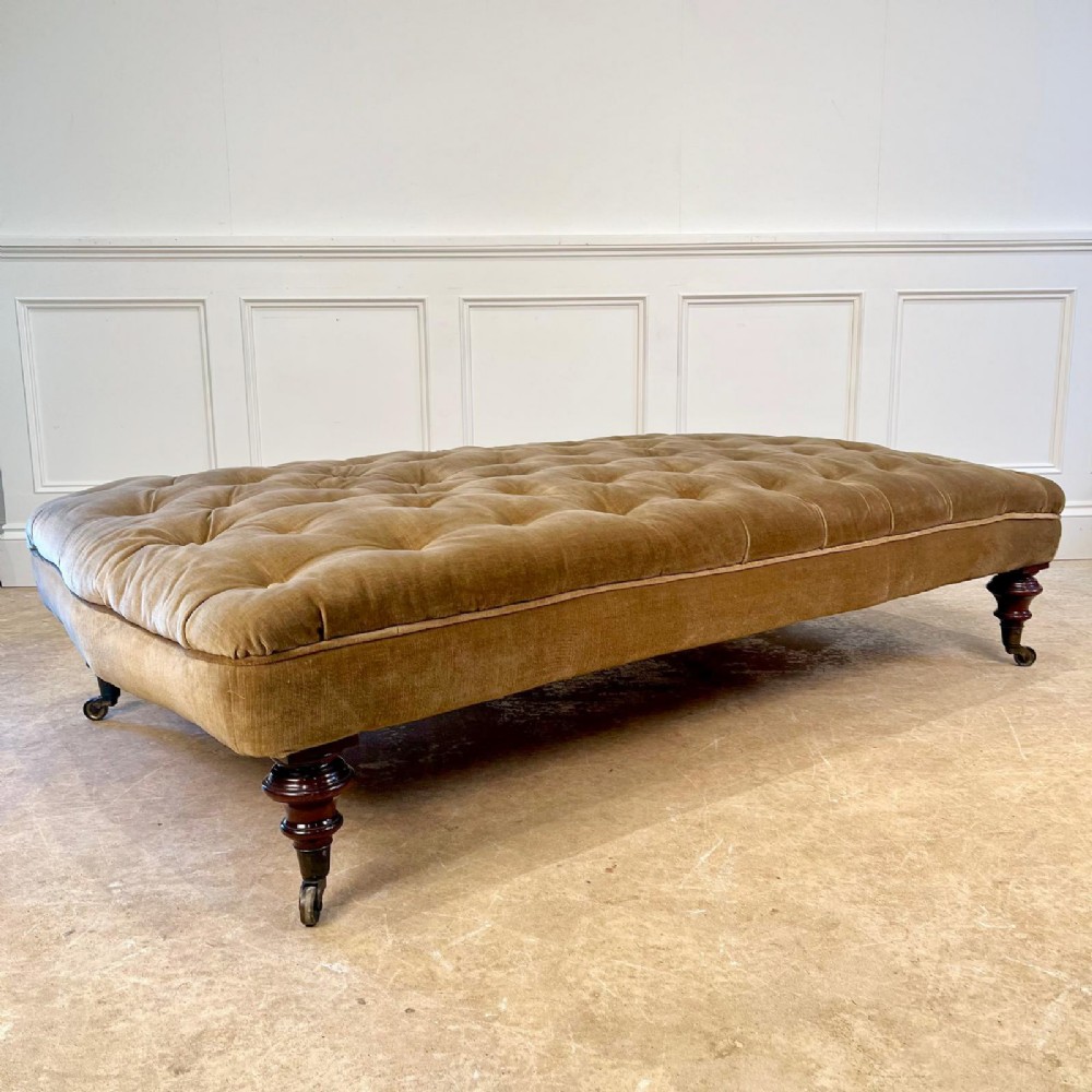 19th C Large Buttoned Ottoman Stool