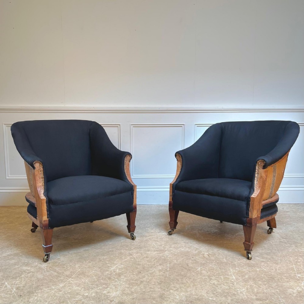 A Pair of Edwardian Mahogany Tub Chairs