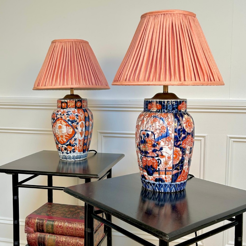 A Matched Pair of 19th C Imari Table Lamps