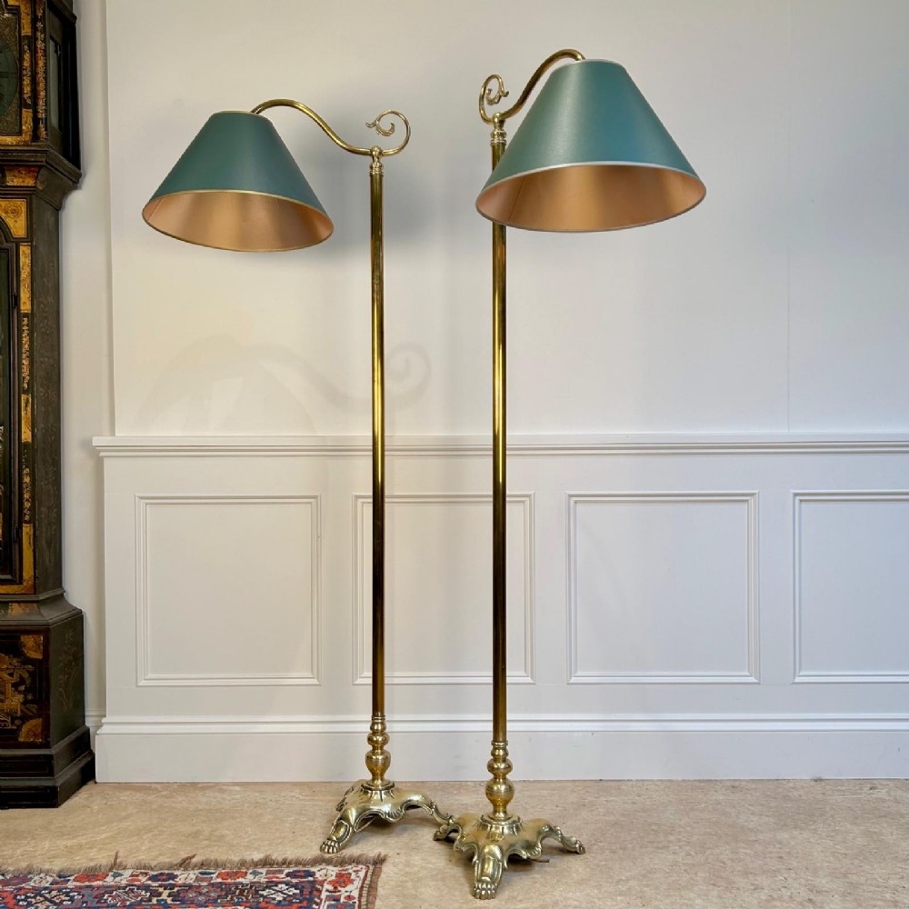 Fabulous Pair of Edwardian Brass Floor Lamps