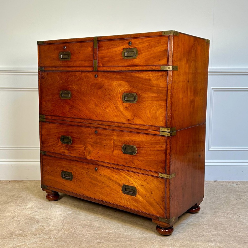 19th C Mahogany Campaign Military Chest