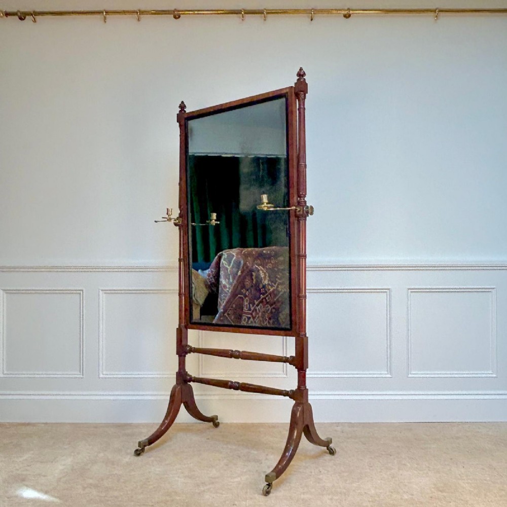 Fine Regency Mahogany Cheval Dressing Mirror