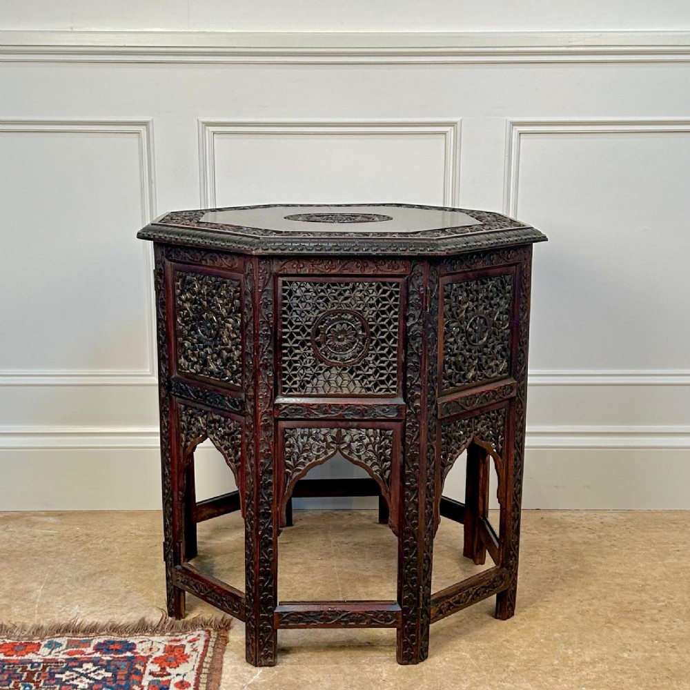 Carved Anglo Indian Octagonal Table