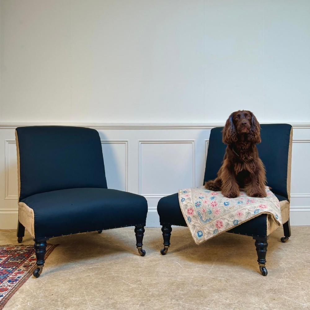 A Pair of Oversized 19th C Country House Slipper Chairs View II