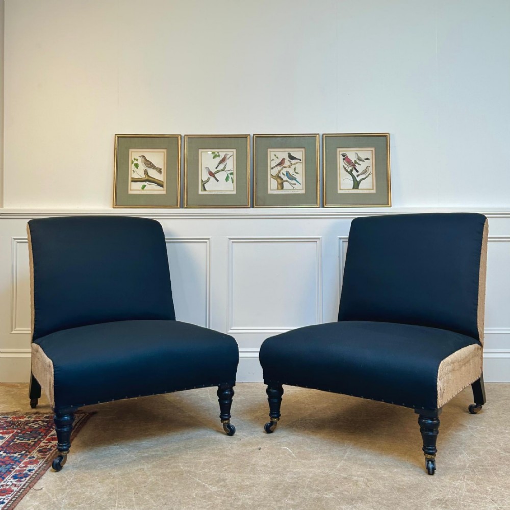 A Pair of Oversized 19th C Country House Slipper Chairs View III